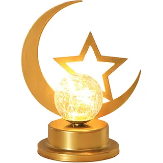 Dekorative Led-lampe – Durchbrochenes Eisen Mit Mond- Und Sternmotiv – Leuchtender Orientalischer Stil