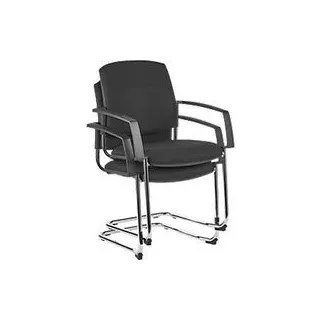 Schäfer Shop Select Freischwinger SSI Proline Visit P2, ergonomisch, Armlehnen, stapelbar bis 4 Stück, Stahl & Stoffbezug, B 480 x T 480 x H 480 mm, alusiber/schwarz
