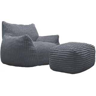 Hti-Living Loungesessel mit Hocker Polyester 103 x 70 x 90 cm Grau
