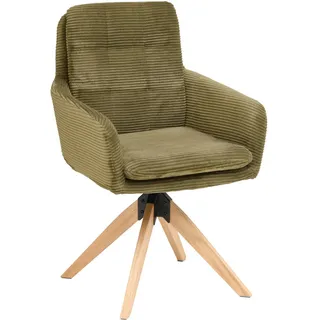 Livetastic Armlehnstuhl, Grün, Holz, Metall, Textil, Eiche, Pappel, massiv, Sperrholz, Füllung: Schaumstoff, Flachrohr, 60x93x65.5 cm, Sitzfläche 360° drehbar, Esszimmer, Stühle, Esszimmerstühle, Armlehnenstühle