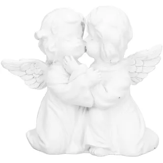 Cherub Angel Figur, Weiß Harz Wetterfeste Engel Skulptur, Handbemalter Sitzend Schlafende Engelsstatue für Innen und Außenbereich, Zuhause, Büro, Bauernhaus, Heimdekoration(Links)