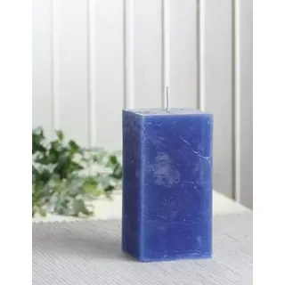 Rustik-Stumpenkerze, viereckig, 10 x 5 x 5 cm Ø, blau