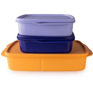 Tupperware Clevere Pause Lunchbox Set (3) 1 L Orange + 550 ml Blau + 550 ml Flieder (inkl. Hängelöffel)