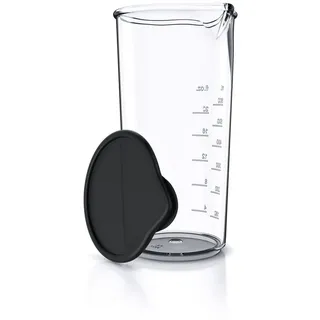 Arendo Messbecher mit Deckel, 600ml, 20 Unzen, Klarsichtbecher, Mixbecher aus Kunststoff, Kunststoff, (1-St), ideal für elektrische Handmixer, Stabmixer & Handrührer, BPA-frei schwarz|weiß