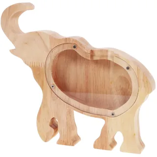 Holz Elefanten Spardose in Tierform für Kinder und Zuhause | Dekorativ für Tisch, Kreative Form mit Feiner Struktur, Sicher und Praktisch für Münzen