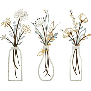 3 Stück Wanddeko Flur Metall Blumen Küche Wanddekoration Metallbilder Wanddeko R