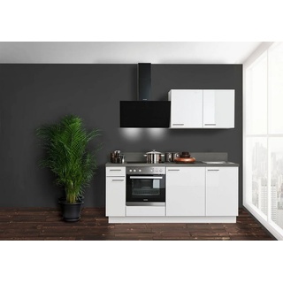 Kochstation Küchenzeile KS-Scafa, vormontiert, mit höhenverstellbaren Füßen, vormontiert, wahlweise mit E-Geräten, mit Soft-Close, Breite 200 cm weiß
