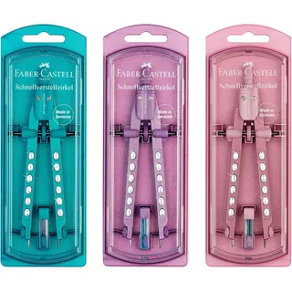 Faber-Castell Zirkel Factory Sparkle 2-teilig farbig sortiert