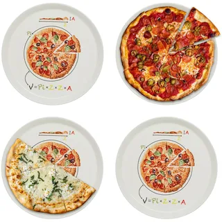 KHG Pizzateller-Set 4-teilig, 30 cm, aus Porzellan mit Formel-Print