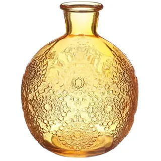 NaDeco Kugelvase Bologna in 12 cm und 17 cm und 6 Farben wählbar | Kugelflasche | Glas Flaschen | kleine Deko Vasen | kleine Deko Flaschen | Tischdeko Vasen, Farbe:Ocker, Größe:h.12 Ø9.5 cm