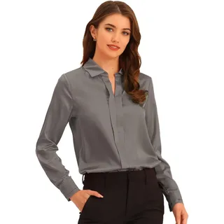 Allegra K Damen Langarm Revers Zweireiher Button Peacoat Mantel Grau M - Grau - M