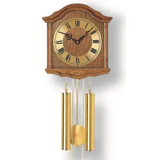 AMS Pendelwanduhr Mechanische Wanduhr mit Gewichten und Pendel Serie 206 beige