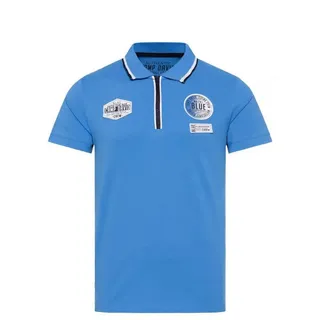 CAMP DAVID Poloshirt aus Pikee mit Zipper und Patches pacific blue XXL (58/60)