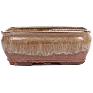Bonsai - Schale eckig 26 x 21 x 10 cm  beige / kupfer 30060