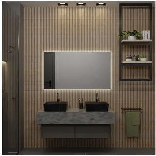 Village Design Badspiegel Badezimmerspiegel mit Hintergrundbeleuchtung Lyon weiß 120 cm x 80 cm