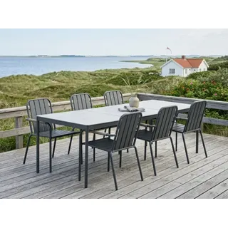 Brafab Nox-Innes Sitzgruppe 2 Aluminium anthrazit 9-teilig, 6 Sessel 1 Tisch 237x90cm