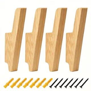 WJUAN 4 Stück Garderobenhaken Holz, Massives Eichenholz Jackenhaken, Kleiderhaken Wand Einzeln, Kleiderhaken Holz mit Schrauben und Dübeln, für Zuhause, Hotel und Büro