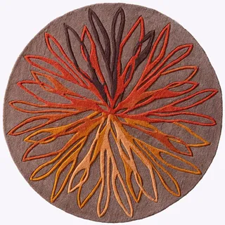 Teppich HEINE HOME Gr. 8, bunt (taupe, rot), B:200cm H:17mm L:200cm Ø:200cm, Wolle, Teppiche, Teppich