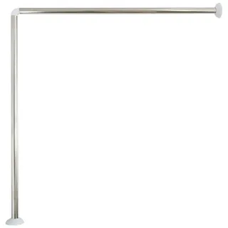 MSV Duschvorhangstange Winkelstange, Ø 25 mm, Fixmaß, verschraubt, verschraubt, Edelstahl Inox, Eck-Duschvorhangstange, rostfreier Edelstahl Inox, zum Verschrauben, silberfarben Hochglanz, 80 x 80 cm silberfarben