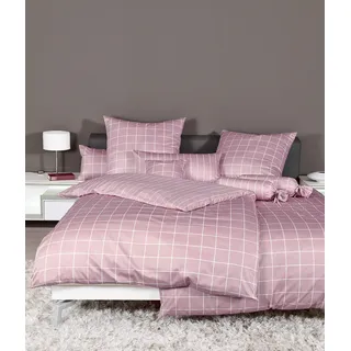 JANINE modernclassic Wendebettwäsche gestreift kariert Satin kreiderosé/pink 40 x 80 cm