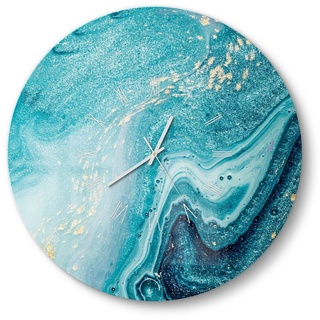 DEQORI Wanduhr 'Meer aus Marmor' (Glas Glasuhr modern Wand Uhr Design Küchenuhr) grün