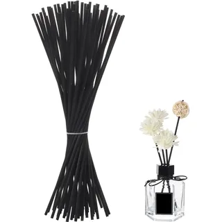 50 Stück Rattanstäbchen für Raumduft, 24 cm x 3 mm Diffuserstäbchen Rattan Reed Fiber, Aroma Diffuser Stäbchen für ätherische Öle im Home Office Hotel SPA (Schwarz)