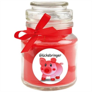 HS Candle Duftkerze - Bonbon Glas Viel Glück, Rose Rot