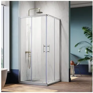 SONNI Eckdusche Eckdusche Duschkabine Eckeinstieg Schiebetüren 6mm Glas, BxT: 70x70 cm, Einscheibensicherheitsglas, 70-120 X 185cm, links und recht montierbar 70 cm x 185 cm x 70 cm