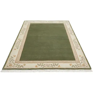 Orientteppich LUXOR LIVING "Giza" Teppiche Gr. B/L: 170 cm x 240 cm, 12 mm, 1 St., grün Esszimmerteppiche reine Wolle, handgeknüpft, mit Bordüre und Fransen