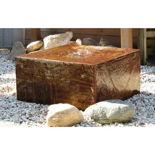Brunnenquader 60/60/30 cm Roststahl Cortenstahl Gartenbrunnen Quader Würfel ohne Becken