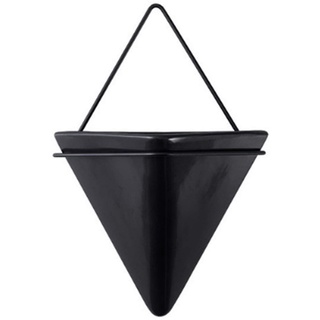 Koomiao Wandvase Keramik/Metall Wandblumenvase Blumentopf Wand Pflanztopf Blumenhalter Für Zimmerpflanzen, Sukkulenten, Luftpflanzen, Kakteen, Kunstpflanzen und Mehr (Schwarz, S)