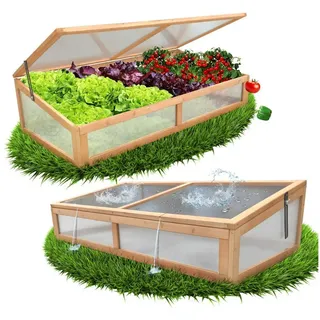 Coemo Hochbeet (1 St), Frühbeetaufsatz Holz für Hochbeete oder Gartenboden Anzuchtkasten braun 90 cm x 30 cm x 60 cm