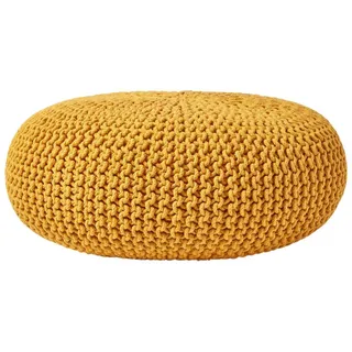 Homescapes Strick-Pouf, Currygelb, Textil, Uni, Rund, 70x23x70 cm, Wohnzimmer, Hocker, Poufs