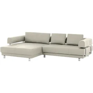 Stylife Ecksofa, Creme, Metall, Echtleder, Dickleder, 3-4-Sitzer, Füllung: Polyurethan (Pur), Ottomane links, L-Form, 307x188 cm, Goldenes M, Typenauswahl, Fußauswahl, Lederauswahl, Stoffauswahl, Rücken echt, individuell planbar, Wohnzimmer, Sofas & Couches, Wohnlandschaften, Ecksofas
