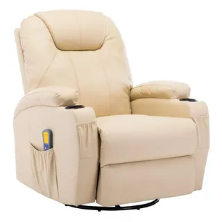 vidaXL Massage-Schaukelsessel Creme Kunstleder
