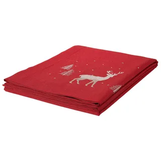 Tischdecke DREAMS "Hirsch, Weihnachtsdeko rot" Tischdecken Gr. B/L: 130 cm x 170 cm, 1 St., rot Tischdecken