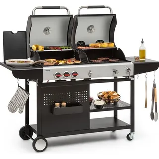 Klarstein Hot & Hot Kombigrill - 2in1-System: Gas-/Kohlegrill, 3 Edelstahlbrenner, Leistung: 8,5 kW, InstantReady Concept, für Gasflaschen bis 11 ...