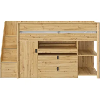 Gami Etagenbett »Mael«, (1 St.), Hochbett mit Schreibtisch und Staumöglichkeiten