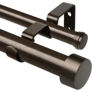 KAMANINA Bronze Gardinenstange 2 Läufig 167-304 cm, Ø 25 mm Vorhangstange