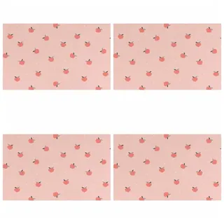 Platzset,Tischsets Für Den Esstisch, Sommer-Tischset Aus Baumwollleinen, Rosa Kleine Tischsets Mit Pfirsichfruchtdruck, Hitzebeständig, Tischset Für Restaurants, Dinner-Party-Dekorationen, 4 Stü