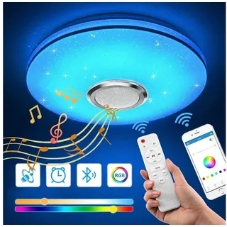 OULENBIYAR LED Deckenleuchte 36W LED Deckenleuchte RGB Dimmbar mit Bluetooth Lautsprecher, LED fest integriert, RGB, Dimmbar, mit Fernbedienung oder APP-Steuerung,für Schlafzimmer Küche Wohnzimmer