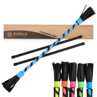 Diabolo Freizeitsport Flowerstick Basic (türkis) - UV reaktiver Flower Stick mit Zwei Glasfaser Handstäben, Hingucker auf Festivals, für Anfänger
