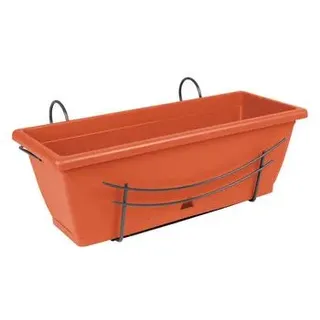 Dehner Kunststoff-Blumenkasten Komplettset, ca. B50/H29/T22 cm, terrakotta