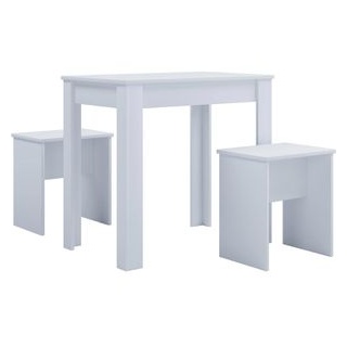 VCM Esstisch Esal L, weiß, Tisch mit 2 Sitzbänken, 3-teilig