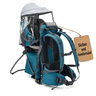 Fillikid Rückentrage Explorer Elite Exklusiv | Kindertrage für Wandern & Reise | Babytragerucksack mit Sonnenschutz & großen Staufächern | Kinderkraxe Baby-Carrier Tragesitz bis 20 kg