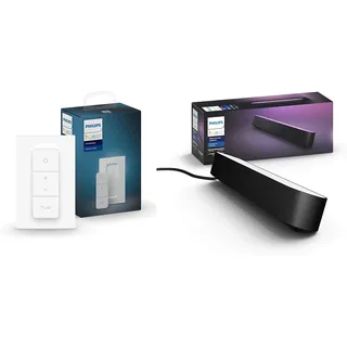 Philips Hue Dimmschalter | Zubehör für Ihr System | kabelloses Dimmen ohne Installation + Lightbar Play Pack Erweiterung x1 – Schwarz