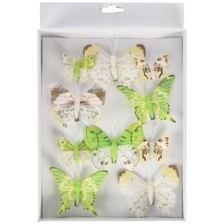 HEITMANN DECO Schmetterlinge mit Clip - Deko 3D, Frühling, Ostern - Verschiedene Größen - 10-teiliges Deko-Set, Grün/Weiß/Braun