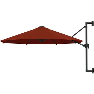 vidaXL Sonnenschirm Wandmontage mit Metallmast Wandschirm Ampelschirm Balkonschirm Gartenschirm Terrassenschirm Schirm 300cm Terracotta-Rot - 1