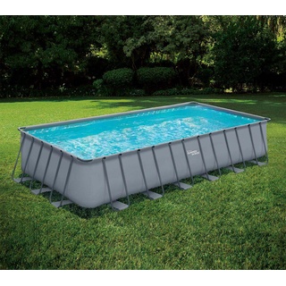 Summer Waves Elite Frame Pool | Aufstellpool rechteckig | Komplettset | Grau | 732x366x132 cm