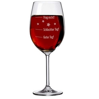4you Design Weinglas XXL Good Day Bad Day Frag nicht – Glas als Geschenkidee zu Weihnachten – 640 ml groß – Wichtelgeschenk für Kollegen, Männer und Frauen - Spülmaschinengeeignet
